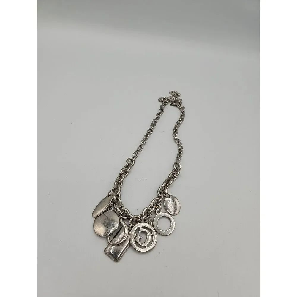 GUESS 14” Silver Tone Choker  Necklace with 7 Charms - Picture 2 of 2